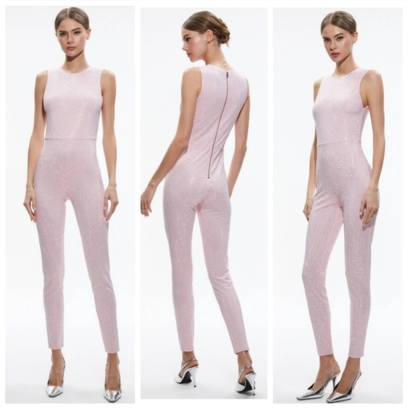 ALICE + OLIVIA  FREDDIE CREWNECK EMBELLISHED CATSUIT $595 - Picture 4 of 11